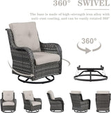 Belord Wicker Chairs 4 PC Outdoor Swivel Rocker Set, Patio Swivel Glider Chairs Set of 4 - Photo 5