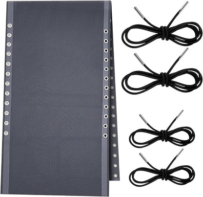 Queekay Chair Replacement Fabric with 4 Bungee Cord Lounge Chair Cloth Mesh Repair Kit for Patio Recliner Outdoor Lawn Pool(63 x 17 Inch,Ice Grey)