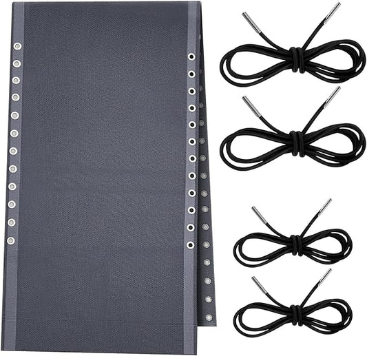 Queekay Chair Replacement Fabric with 4 Bungee Cord Lounge Chair Cloth Mesh Repair Kit for Patio Recliner Outdoor Lawn Pool(63 x 17 Inch,Ice Grey)