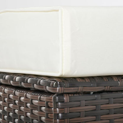 Outsunny 20" Patio Wicker Ottoman, Multipurpose Outdoor PE Rattan Footrest, Additional Seating, Side Table with Soft Cushion, Brown, White