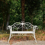 Outdoor Metal Garden Bench Chair Doubel Seat with Decorative Cast Iron Backrest, Balcony Park Bench, for Garden, Yard - Photo 5