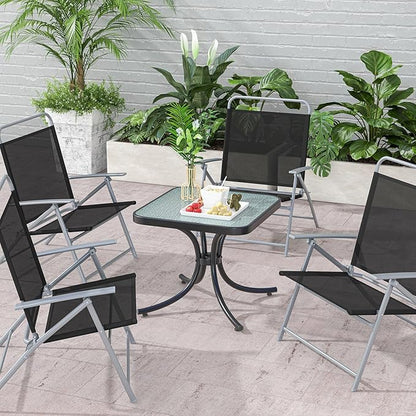 Tangkula Outdoor Side Table, 20 Inches Square End Table with Tempered Glass Top, Metal Frame, Small Patio Table for Garden, Backyard, Balcony, Poolside, Porch (2)