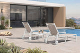 PURPLE LEAF Outdoor Chaise Lounge Set Adjustable Sunbathing Recliner with Armrest and Side Table for Poolside Beach - Photo 1