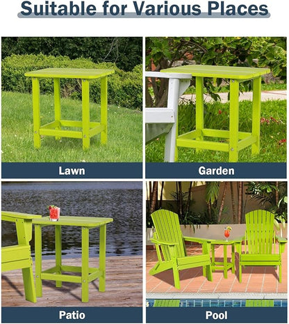 Aoodor 19'' Adirondack Side Table, Rectangular HDPE End Table, Weather Resistant and Easy Maintenance, Apple