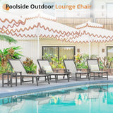 LUE BONA Chaise Lounge Chair Outdoor Set of 4, HDPS and HDPE Wicker Chaise Lounger with 5 Positions - Photo 4
