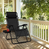 Tangkula Set of 2 Zero Gravity Chair, Folding Patio Lounge Chair Adjustable Outdoor Recliner with Cup Holder - Photo 8