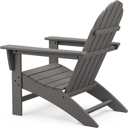 Polywood Vineyard Adirondack Chair, Outdoor Patio Furniture, All-Weather Composite, Pool Deck Garden Chair, Made in USA, Slate Grey