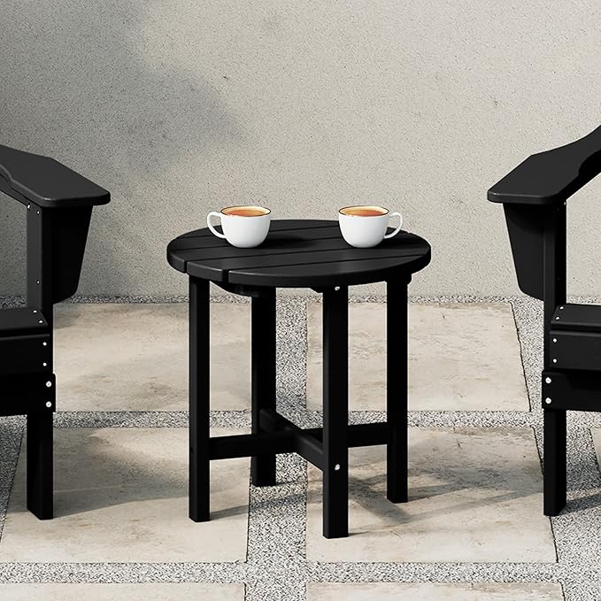 WestinTrends Dylan Adirondack Round Outdoor Side Table, Black - Photo 2