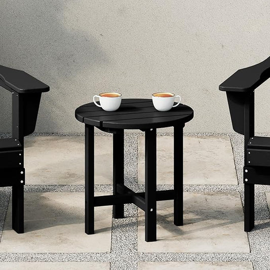WestinTrends Dylan Adirondack Round Outdoor Side Table, Black
