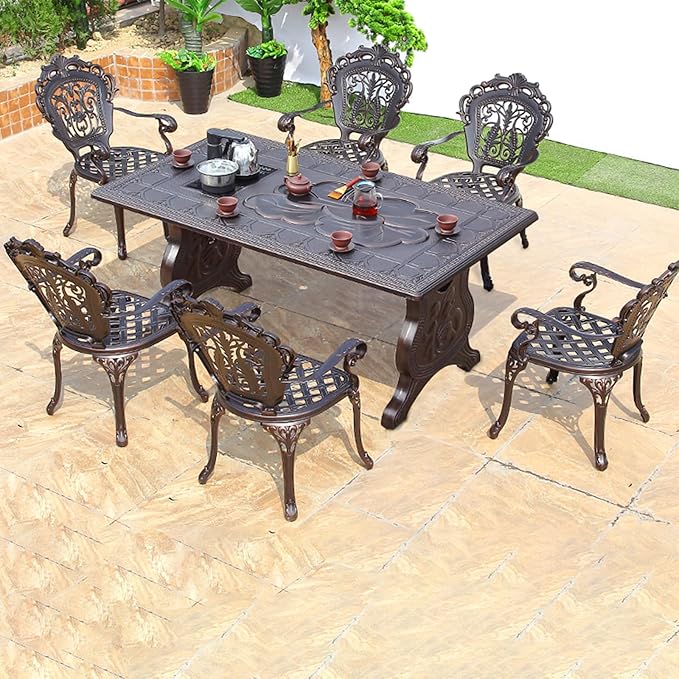 Outdoor Dining Chair Cast Aluminum Patio Chairs Set of 2 All-Weather Patio Dining Chair with Adjustable Feet for - Photo 2
