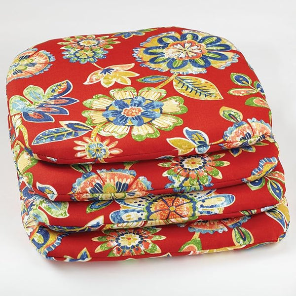 BrylaneHome Indoor/Outdoor Chair Pads (Set of 4) - 16" L x 15.6" W - Water, Stain & Fade Resistant - Daelyn Cherry - Photo 1