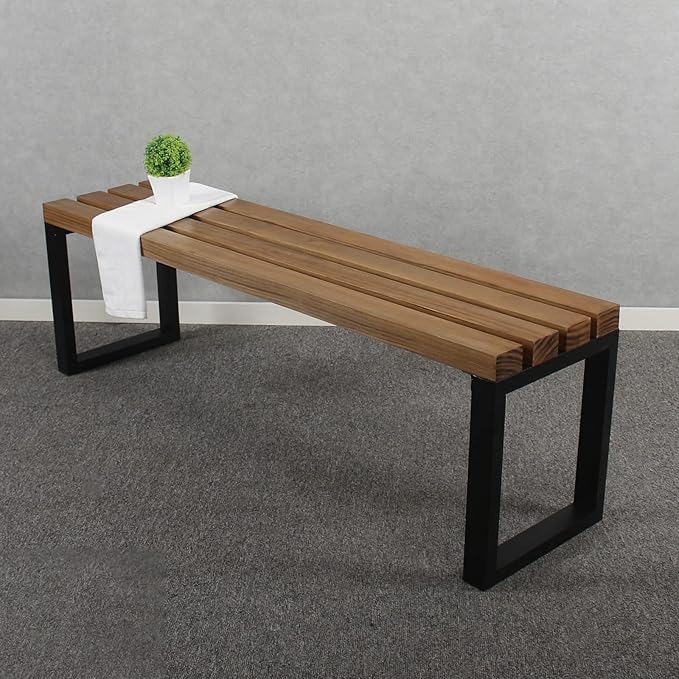 MBQQ Outdoor Soild Wood Bench, 55 inch Patio Picnic Bench - Photo 1