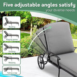 Chaise Lounge Chair Outdoor- Set of 2 Patio Pool Chairs Tanning Lounges for Outside Beach Lounger Reclining Cast - Photo 3