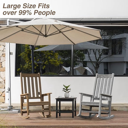Outdoor Rocking Chair Set of 4, HDPE Oversized Patio Rocking Chairs, Weather Resistant, 350lbs Heavy Duty Porch Rocker with High Back for Backyard, Fire Pit, Garden and Indoor (Bright Brown)