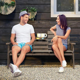 Tangkula Outdoor Fir Wood Bench with Foldable Middle Table, 2-3 Person Garden Bench with Backrest and Armrests - Photo 9