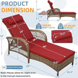 Outdoor Chaise Lounge Chair Set of 2, PE Wicker Recliner Patio Reclining Sunbathing Chair with Cushion - Photo 2