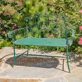 Zaer Ltd. Vintage Style Metal Patio Furniture with Heart Design Accents, Outdoor/Indoor Decor (Antique Green - Photo 2