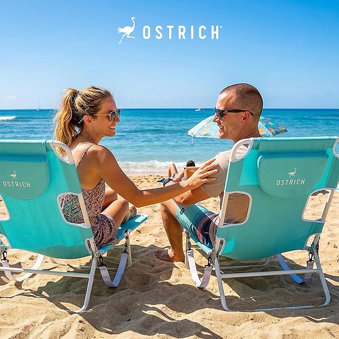 Ostrich the Original Chaise 72 x 22 Inch Lounge Portable Reclining Lounger, Outdoor Patio, Beach, Lawn, Camping, or Pool Tanning Chair, Aqua