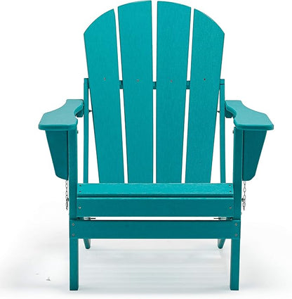 WO WESTIN OUTDOOR HDPE Laguna Outdoor Folding Poly Adirondack Chair, Turquoise