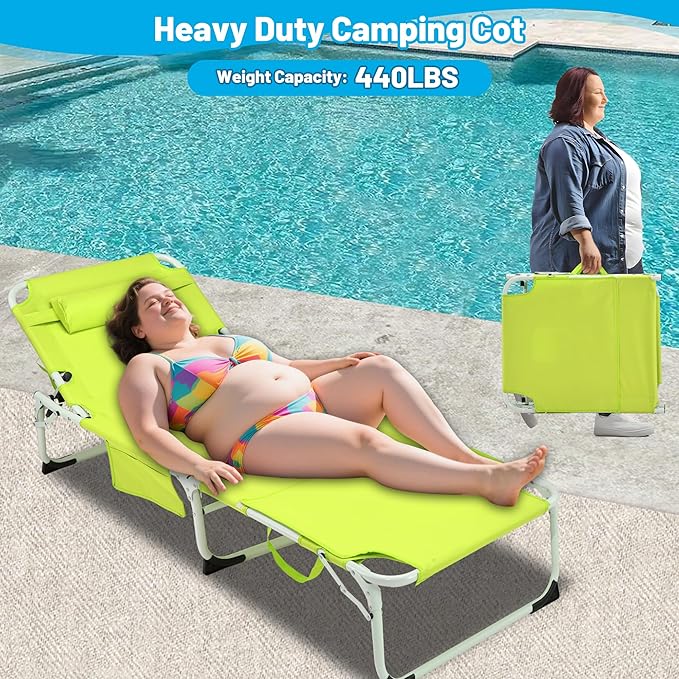 3-in-1 Oversized Sun Tanning Chair with Mat & Face Hole - Photo 5