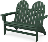 POLYWOOD Vineyard Adirondack Bench Green - 2 Person Curved Back Outdoor Garden Bench - Heavy Duty HDPE Patio Furniture - Photo 1