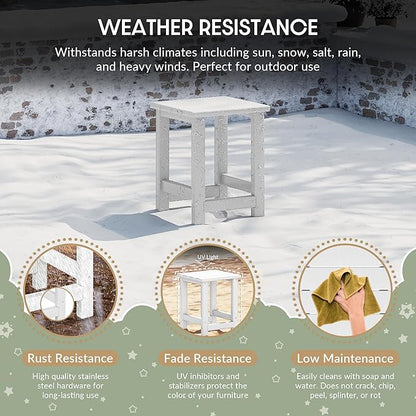 WestinTrends Malibu 3-Piece Kids HDPE Adirondack Chairs Set with Square Side Table and Cup Holders, White