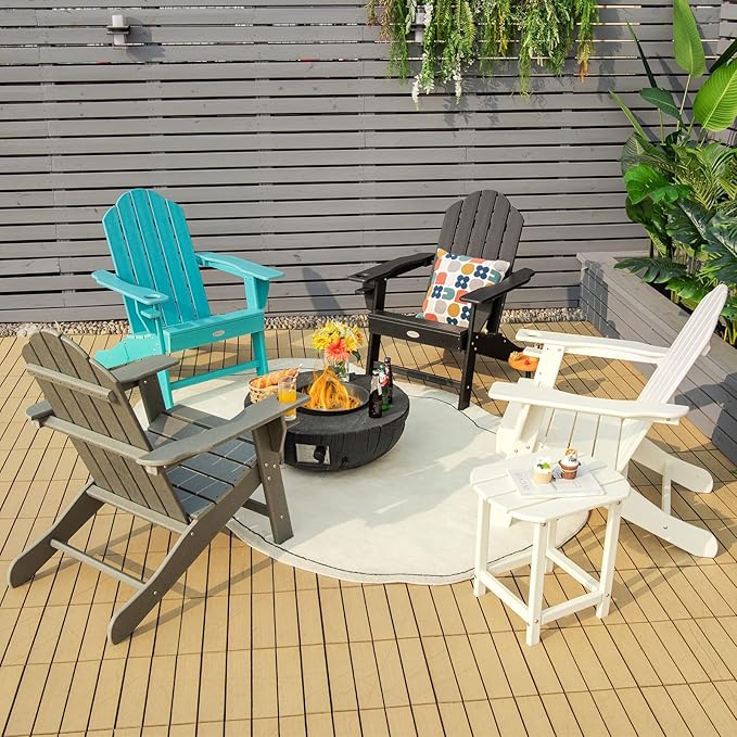 Giantex Set of 2 Adirondack Chair Outdoor Fire Pit Chairs, HDPE Weather Resistant Patio Chair for Campfire,Deck, Garden, Yard, Lawn Furniture Porch and Lawn Seating Composite Chairs