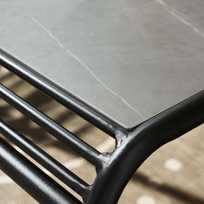 SAFAVIEH Outdoor Patio Furniture Core Black Metal & Sintered Stone Coffee Table (Fully Assembled)
