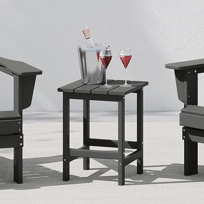 Costaelm 4-Piece Set Outdoor/Patio Poly Adirondack Chairs with a Coffee and a Side Table (2 Seater), Gray