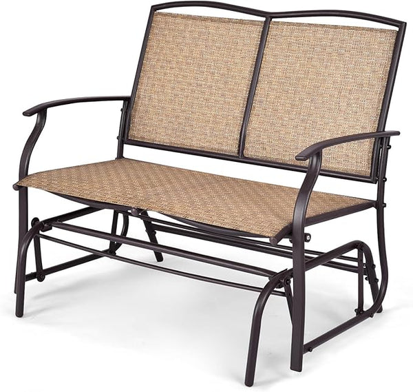 Tangkula 2-Person Patio Glider Bench, Outdoor Rocker Glider Loveseat Chair W/Heavy-Duty Steel Frame - Photo 1