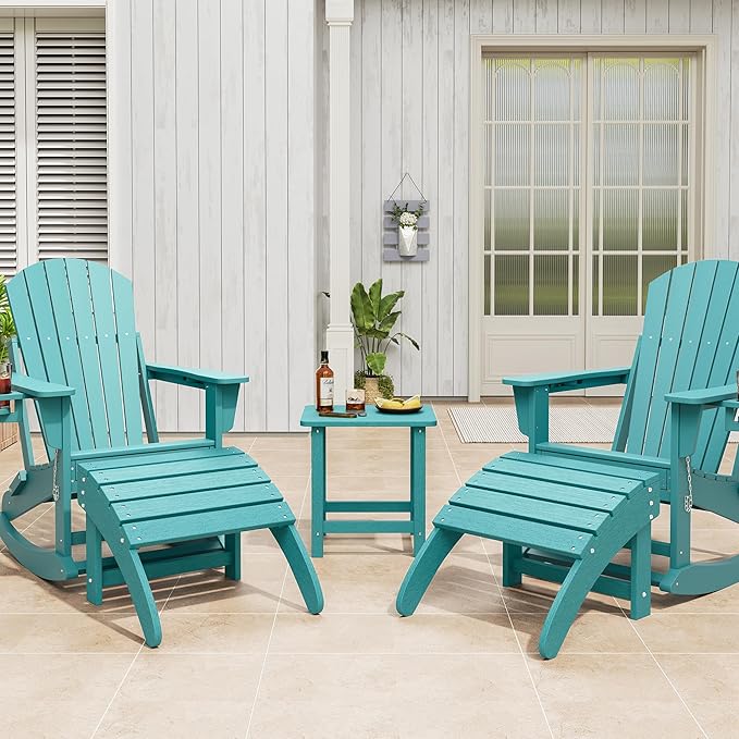 PeakPursuit HDPE Adirondack Ottoman Footrest for Adirondack Chair, Weatherproof Outdoor Resin Patio Footstool for Pool, Porch, Lawn & Backyard