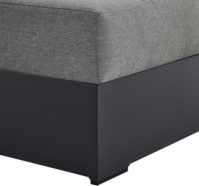 Modway Tahoe Powder-Coated Aluminum Outdoor Chaise Lounge in Gray Charcoal with Weather-Resistant Cushions, Modular Right-Facing Patio Lounger for Pool Furniture or Sectional Sofa Set