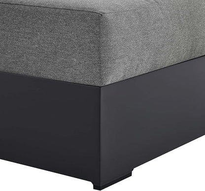 Modway Tahoe Powder-Coated Aluminum Outdoor Chaise Lounge in Gray Charcoal with Weather-Resistant Cushions, Modular Right-Facing Patio Lounger for Pool Furniture or Sectional Sofa Set