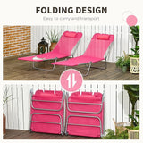 Outsunny 2 Piece Folding Chaise Lounge Chairs, Pool Sun Tanning Chairs with Reclining Back, Breathable Mesh Seat - Photo 5