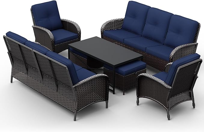 Joyside Wicker Patio Furniture Set, 7 Piece Outdoor Furniture Set with Thickened Cushions, High Back, Deep Seating - Photo 8