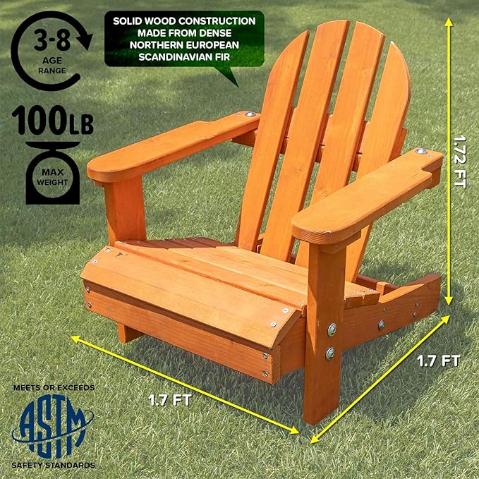 Sportspower Kid's Outdoor Wooden Adirondack Chair, Brown