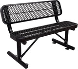 Heavy Duty Metal Park Bench for Outside, Outdoor Garden Benches with Backrest & Portable Frame - Photo 4
