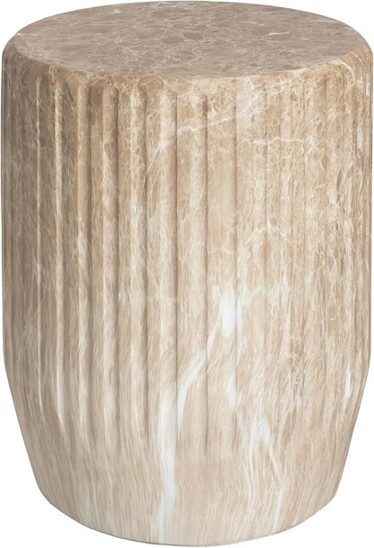 Christopher Knight Home Jayme Outdoor Cylinder Side Table, Lightweight Concrete End Table, Gear-Shaped Accent Garden Stool, Decorative Small Coffee Desk for Balcony Garden Living Room, 18.25" H Gold