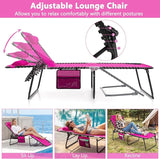 Giantex Patio Lounge Chairs for Outside - Folding Tanning Chair w/Headrest, 4 Adjustable Positions, Side Pocket - Photo 4
