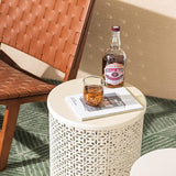 Glitzhome Outdoor Side Table Set of 2, Decorative Garden Stool for Patio, Heavy Duty Metal Frame Accent Table Modern - Photo 5