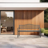 BODIOO Outdoor Metal Garden Bench 59" Patio Bench with Built in Table Park Bench - Photo 2