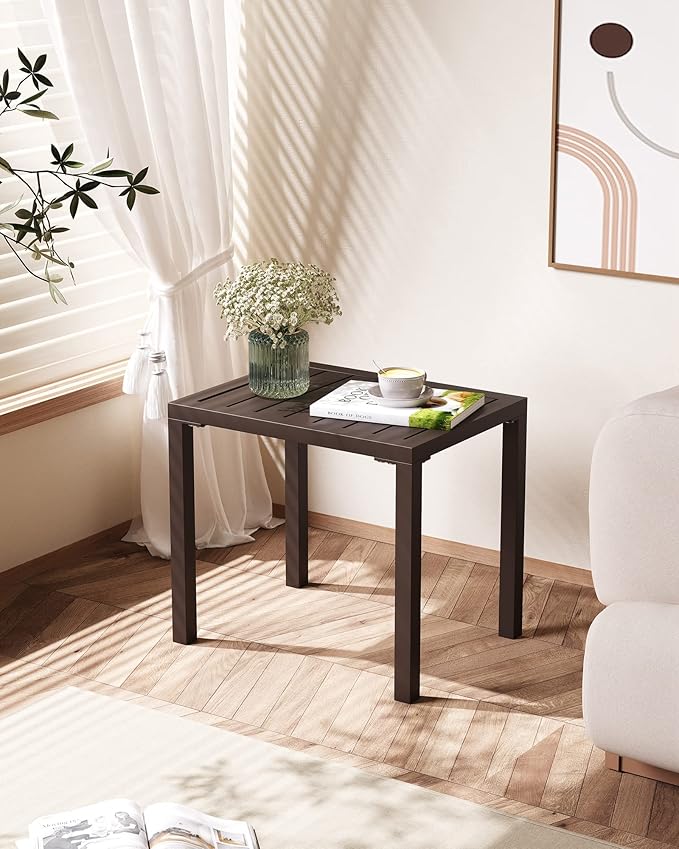 Crestlive Products Outdoor Side Table, Aluminum Rectangular End Table - Photo 7
