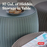 Keter Urban Knit Pouf Ottoman Set of 2 with Storage Table for Patio and Room Décor - Perfect for Balcony, Deck - Photo 6