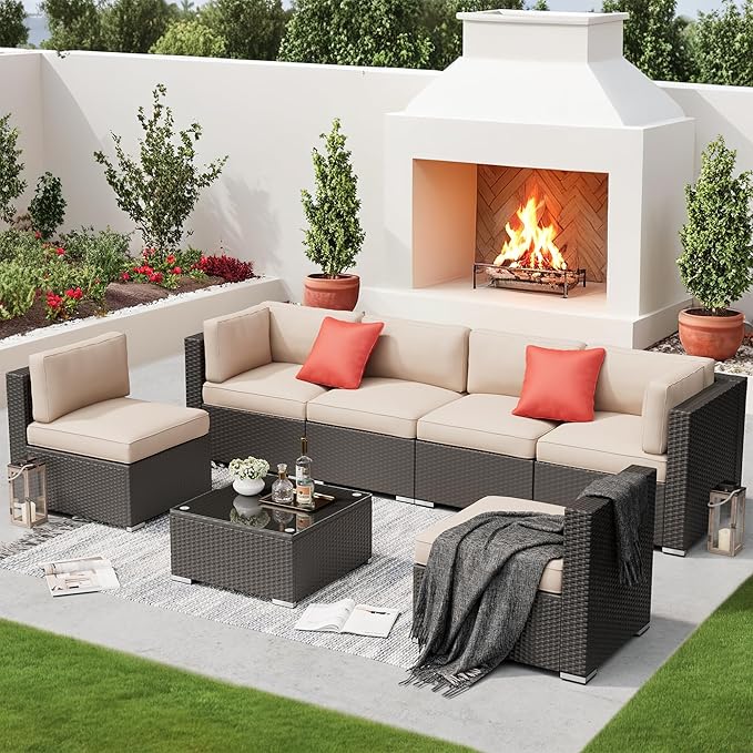 SUNCROWN 7-Piece Outdoor Sectional Sofa Couch - PE Rattan Wicker Modular Patio Furniture Conversation Set with Washable - Photo 3