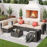 SUNCROWN 7-Piece Outdoor Sectional Sofa Couch - PE Rattan Wicker Modular Patio Furniture Conversation Set with Washable - Photo 3