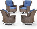 Patio Chairs Outdoor Swivel Glider - Set of 4 High Back Outside Brown Wicker Rattan Rocking Chair with Thick Cushion - Photo 1