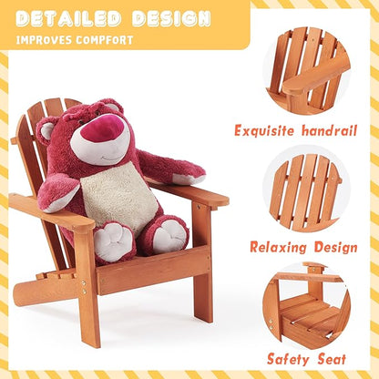 SoliWood Kids Outdoor Wooden Adirondack Chair for Patio Garden Backyard Porch Pool