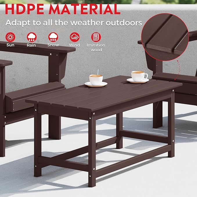 Costaelm Adirondack Conversation Table, HDPE Outdoor Drink Weather Resistant - Photo 7