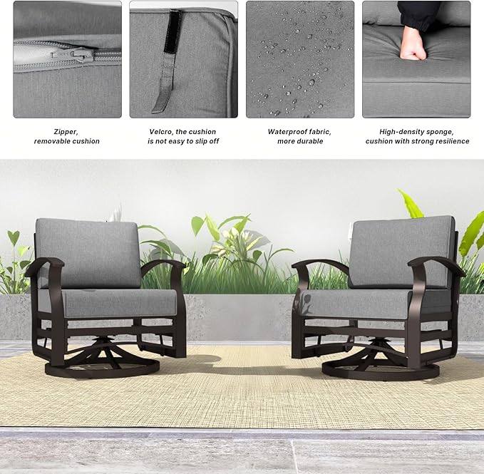 Kurapika 1 Piece Patio Furniture Chair, Outdoor Aluminum Swivel Glider Rocker, Patio Bistro Set Rocking Chair for Porch - Photo 4