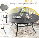 VICLLAX Round Patio Table with Adjustable Umbrella Hole for 6, All Weather Metal Outdoor Dining Table for Lawn Garden - Photo 4